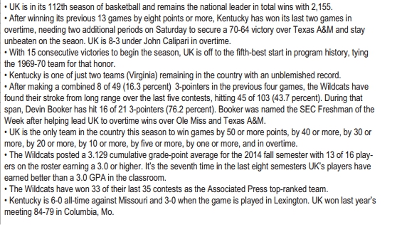 kentucky game notes vs missouri