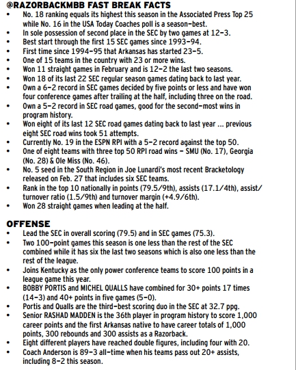 arkansas game notes at kentucky