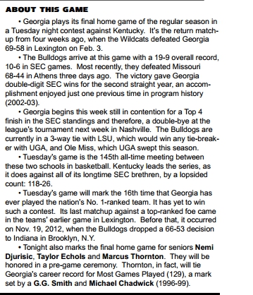 georgia game notes vs kentucky