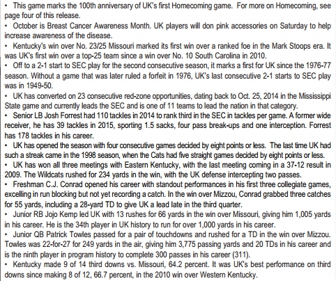 kentucky football game notes vs eku